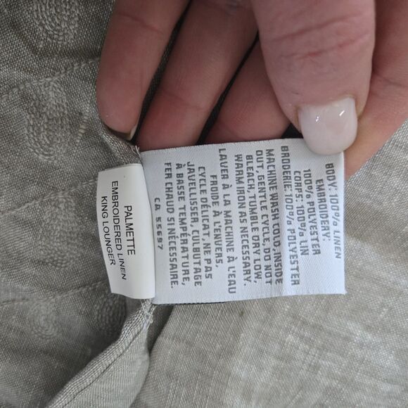 Restoration Hardware Embroidered Palmette Linen KING LOUNGER Sham Grey NEW - Picture 7 of 11